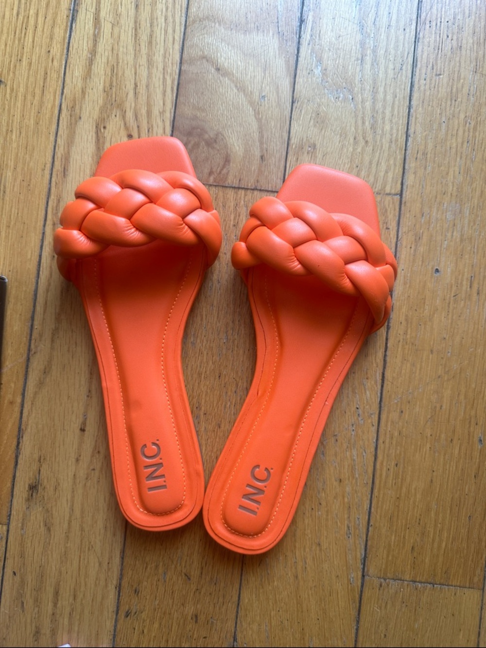 INC International Concepts Orange Braided Slide Sandals